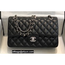 Chanel New Medium Classic Flap Handbag in Lambskin Black/Silver