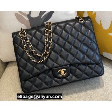 Chanel Maxi Classic Flap Handbag A58601 in Lambskin Black/Gold