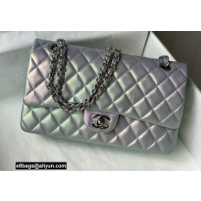 Chanel Medium Classic Flap Handbag A01112 in Lambskin Rainbow Pearl Silver