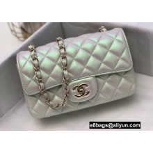 Chanel Mini Classic Flap Handbag A69900 in Lambskin Pearl Pale Silver
