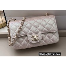 Chanel Mini Classic Flap Handbag A69900 in Lambskin Pearl Pale Pink