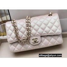 Chanel Medium Classic Flap Handbag A01112 in Lambskin Pearl Pale Pink