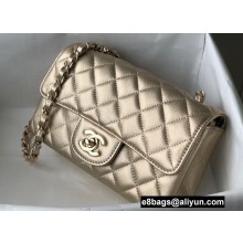 Chanel Mini Classic Flap Handbag A69900 in Lambskin Metallic Gold
