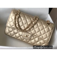 Chanel Medium Classic Flap Handbag A01112 in Lambskin Metallic Gold