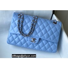 Chanel Medium Classic Flap Handbag A01112 in Lambskin Sky Blue/Silver