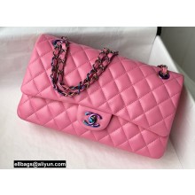 Chanel Medium Classic Flap Handbag A01112 in Lambskin Rainbow Pink/Yellow