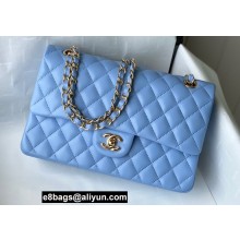 Chanel Medium Classic Flap Handbag A01112 in Lambskin Sky Blue/Gold