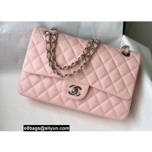 Chanel Medium Classic Flap Handbag A01112 in Caviar Leather Nude Pink/Silver
