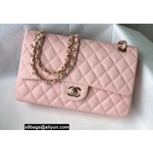 Chanel Medium Classic Flap Handbag A01112 in Caviar Leather Nude Pink/Gold