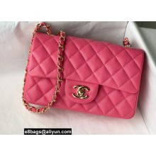 Chanel Small Classic Flap Handbag A01116 in Caviar Leather Fuchsia/Gold