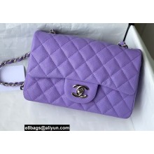 Chanel Small Classic Flap Handbag A01116 in Caviar Leather Purple/Silver