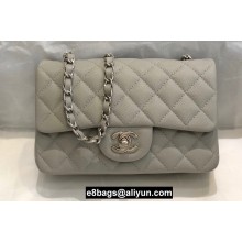 Chanel Small Classic Flap Handbag A01116 in Caviar Leather Smoky Gray/Silver