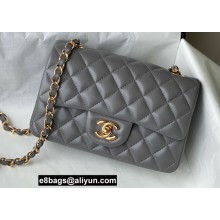 Chanel Mini Classic Flap Handbag A69900 in Lambskin Gray/Gold
