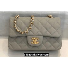 Chanel Small Classic Flap Handbag A01116 in Caviar Leather Smoky Gray/Gold