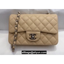 Chanel Small Classic Flap Handbag A01116 in Caviar Leather Beige/Silver