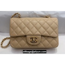 Chanel Small Classic Flap Handbag A01116 in Caviar Leather Beige/Gold