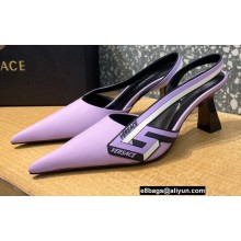 Versace Heel 7cm La Greca Signature Slingback Pumps Lavender 2022