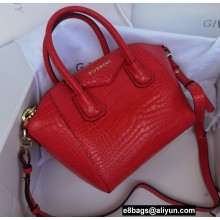 Givenchy Mini Antigona Bag in Crocodile Effect Leather Red