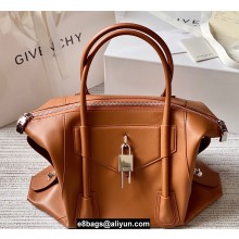 Givenchy Medium Antigona Soft Lock Bag in Smooth Leather Brown