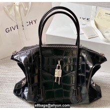 Givenchy Medium Antigona Soft Lock Bag in Smooth Leather Crocodile Effect Black