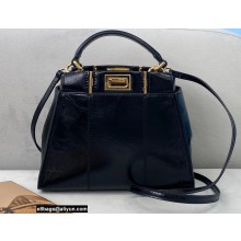 Fendi Peekaboo Iconic Mini Bag in Vintage Effect Lambskin Black