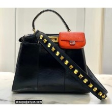 Fendi Peekaboo Iconic Medium Bag in Vintage Effect Lambskin Black