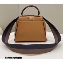 Fendi Peekaboo Iconic Mini Bag Brown in Calfskin Leather with FF Lining