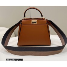 Fendi Peekaboo Iconic Mini Bag Caramel in Calfskin Leather with FF Lining