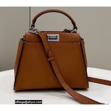 Fendi Peekaboo Iconic Mini Bag in Grain Leather Brown