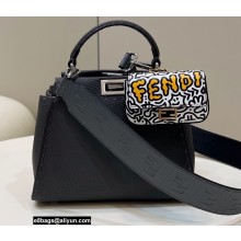 Fendi Peekaboo Iconic Mini Bag in Grain Leather Dark Gray