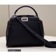 Fendi Peekaboo Iconic Mini Bag in Grain Leather Black