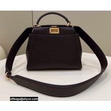 Fendi Peekaboo Iconic Mini Bag Coffee in Calfskin Leather with FF Lining