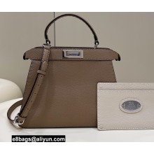Fendi Peekaboo Iseeu Medium Bag in Selleria Romano Leather Elephant Gray