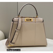 Fendi Peekaboo Iconic Medium Bag in Vintage Effect Lambskin Creamy