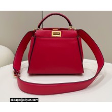 Fendi Peekaboo Iconic Mini Bag Red in Calfskin Leather with FF Lining