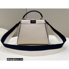 Fendi Peekaboo Iconic Mini Bag Creamy/Black in Calfskin Leather with FF Lining