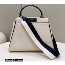 Fendi Peekaboo Iconic Medium Bag Creamy/Black in Calfskin Leather with FF Lining