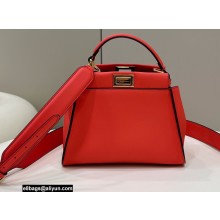 Fendi Peekaboo Iconic Mini Bag Orange Red in Calfskin Leather with FF Lining