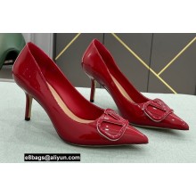 Valentino Heel 8cm VLogo Signature Calfskin Pumps Patent Red