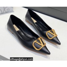 Valentino VLogo Signature Ballet Flats Black