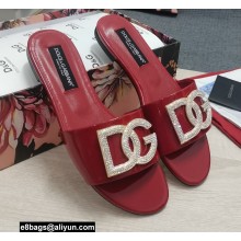 Dolce & Gabbana Calfskin Sliders Red with DG Logo 2022