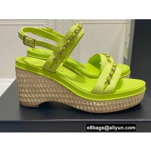Chanel Chain Platform Sandals Calfskin Fluo Green 2022