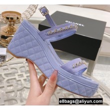Chanel Chain Platform Sandals Patent Lilac 2022