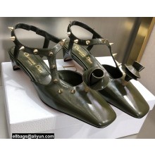 Dior Heel 3.5cm Rose Fantastique Slingback Pumps Dark Green 2022