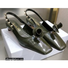 Dior Heel 1cm/3.5cm Rose Fantastique Slingback Flats/Pumps Dark Green 2022