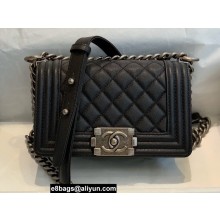 Chanel Small LE BOY Handbag A67085 in Caviar Leather Black/Aged Silver