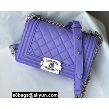 Chanel Small LE BOY Handbag A67085 in Caviar Leather Purple/Shine Silver