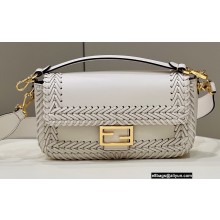 Fendi Baguette Medium Bag White with decorative Stitching 2022