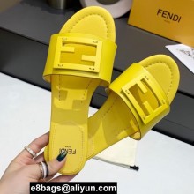 Fendi Leather Baguette Slides Yellow 2022