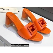 Fendi Leather Baguette Mules Orange 2022